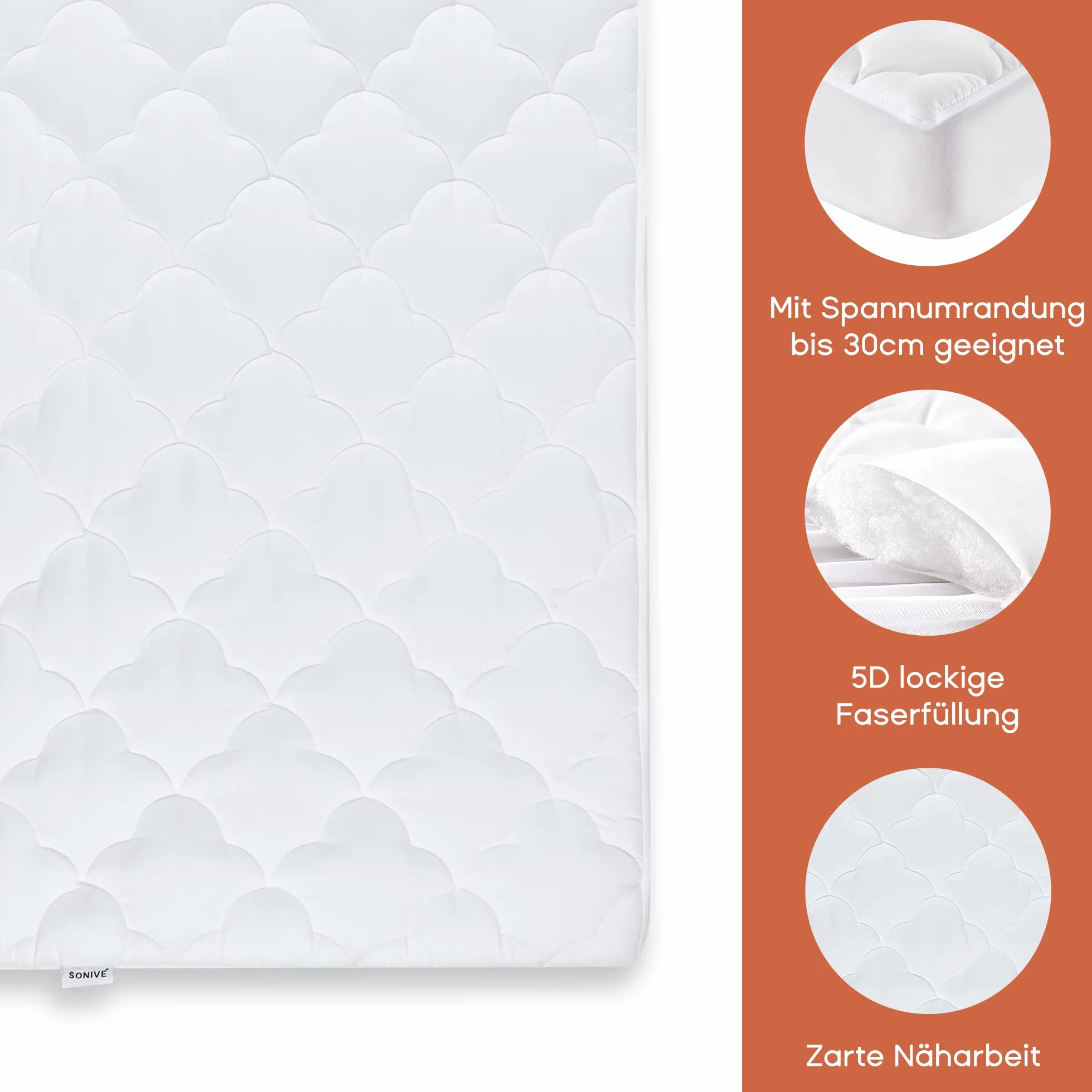 SONIVE wasserdichte Matratzenschoner für Babybett und kleinen Kinder Mikrofaser 10oz Füllung Baby Matratzenauflage steppt,Oeko-Tex Standard 100 Zertifiziert,Weiß,70x140cm
