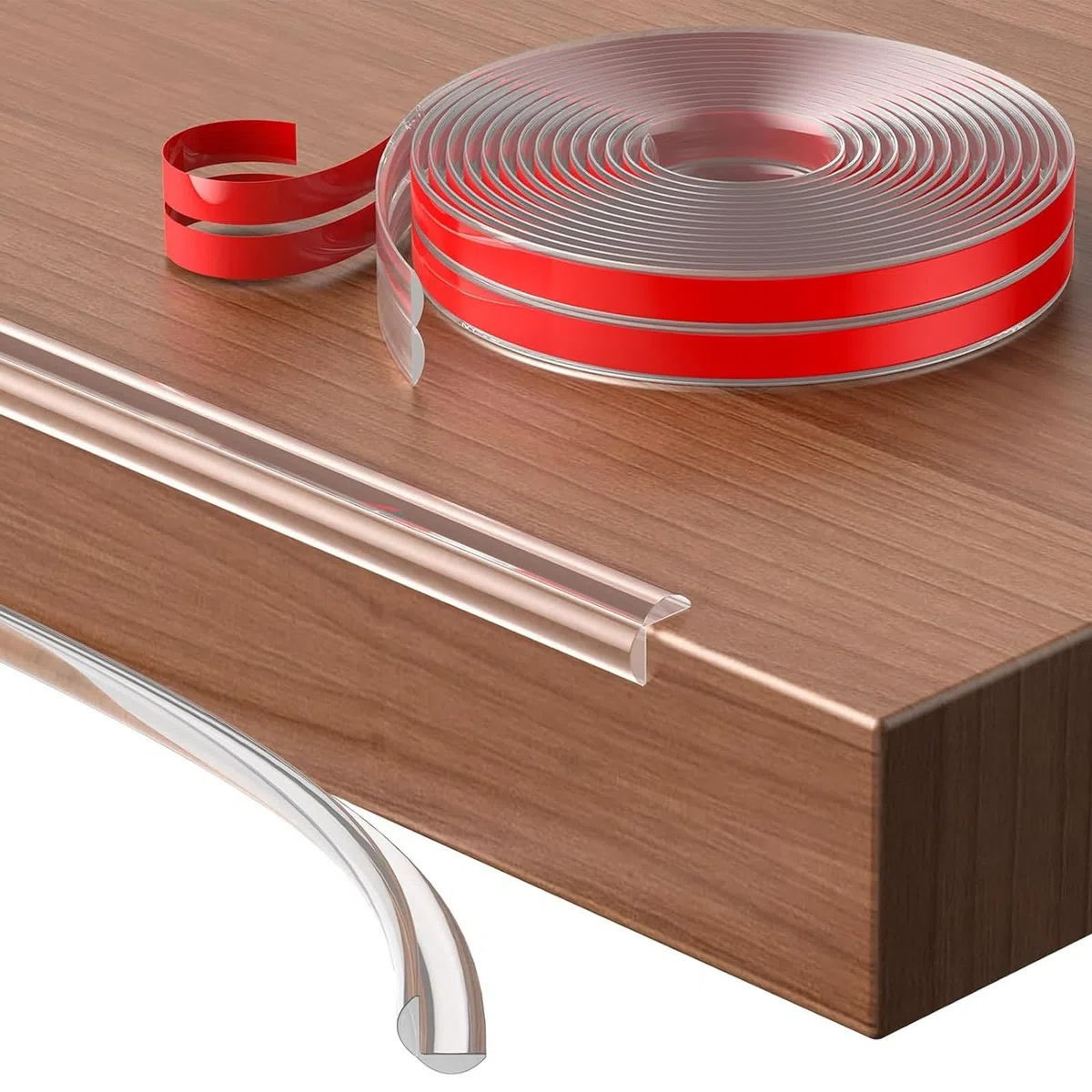 Eckenschutz, Kantenschutz aus Silikon, mit Klebstoff, 10 mm breit, 2 m lang, für Schreibtisch und Schrank, scharfe Kantensicherheit, transparent