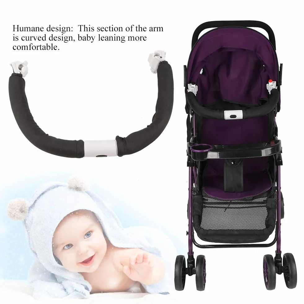 Kinderwagen Sicherheitsbügel, Universal Kinderwagen Bügel Kinderwagen Griff Schutzbügel Ersatz Verstellbarer Kinderwagen Lenkstange Sichere Armlehne, Kinderwagen Zubehör (BLACK)