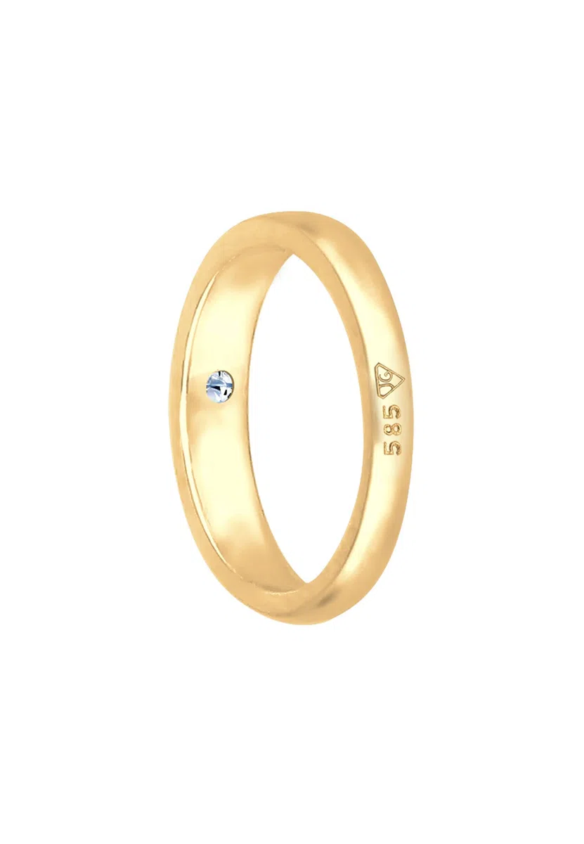 Elli DIAMONDS Anhänger Anhänger Kinder Taufring mit Diamant (0.005 ct.) in 585 Gelbgold