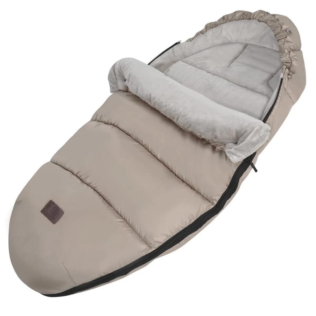my junior® Lunar Fußsack | kuscheliger Fleece-Innenstoff | inkl. Gurtschlitze für Kinderwagen und Buggy mit 5-Punkt-Gurtsystem - Chai Latte