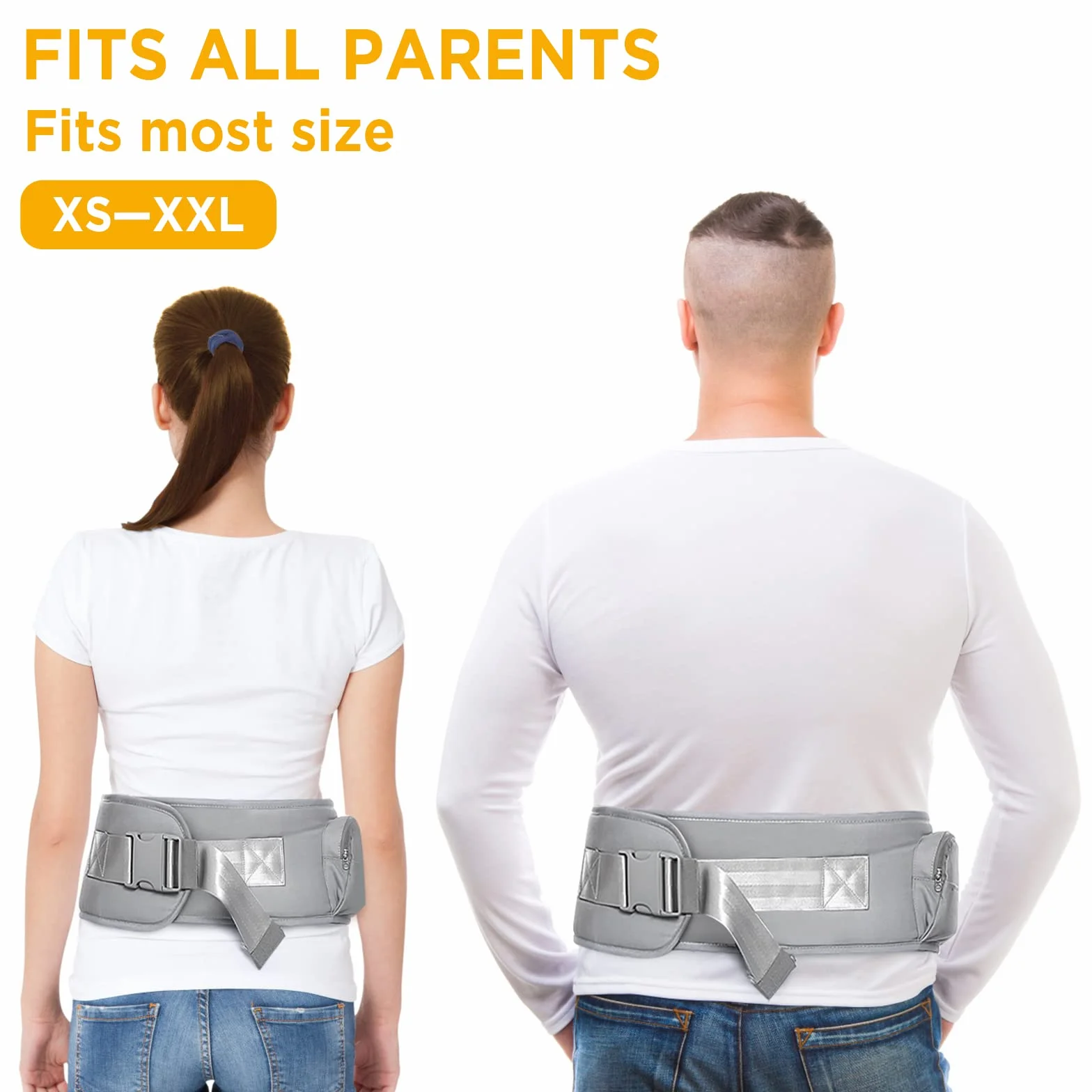 GAGAKU Baby Hüftsitz Leichte Taille Hocker 4 Tragepositionen für Kinder 0-36 Monate Neugeborenes - Grau