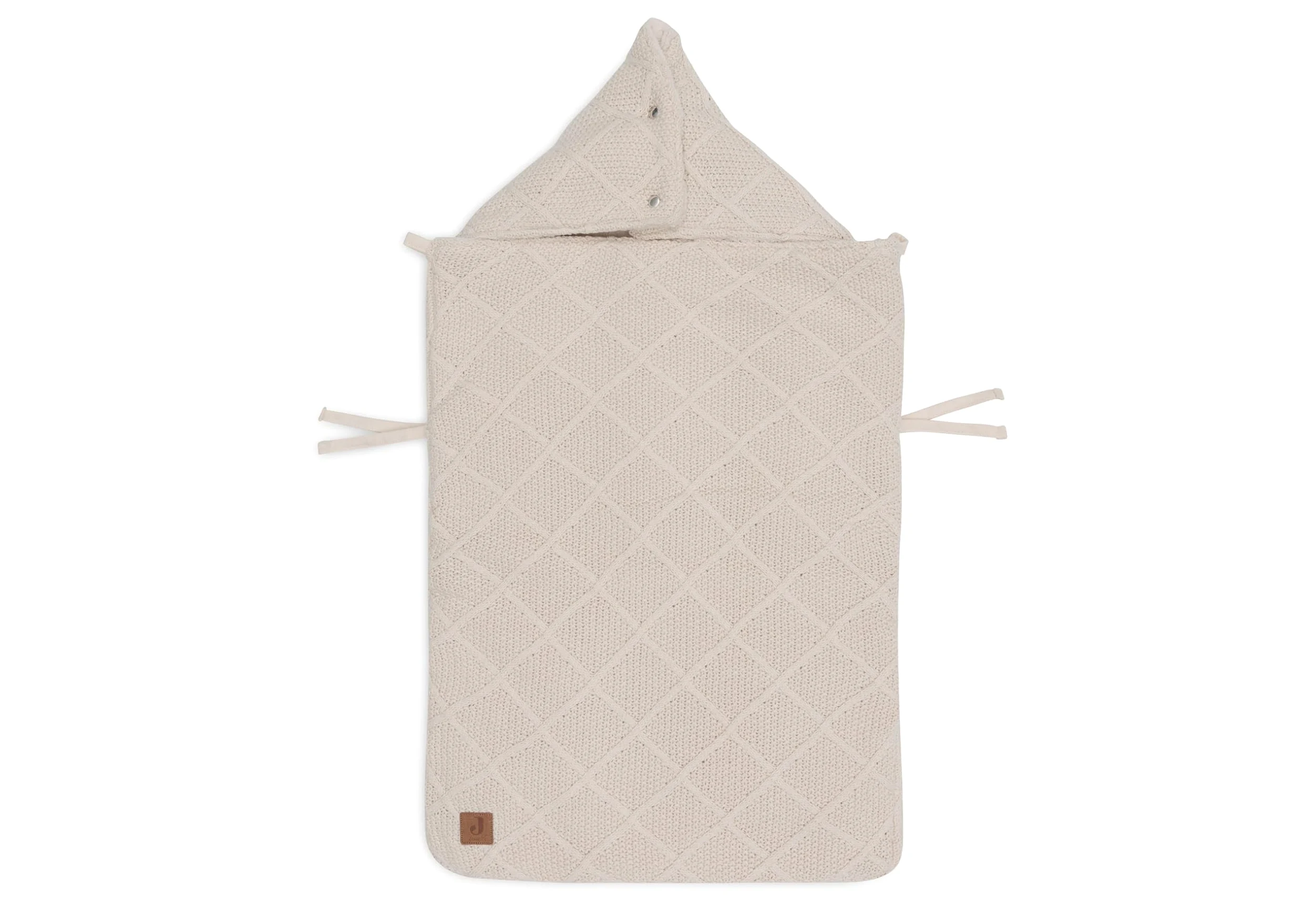 Jollein Fußsack Check Knit, Oatmeal - Für Babyschale Kinderautositz Gruppe 0+ und Kinderwagen - Für 3-Punkt- und 5-Punkt-Gurt - Strickmuster und Fleece Futter