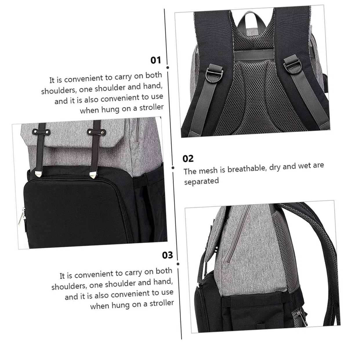 Multifunktions Mutter Kind Rucksack für Reisen, Schwarz | Oxford Stoff, Große Kapazität, Verschleißfest Verarbeitet, für Shopping und Unterwegs
