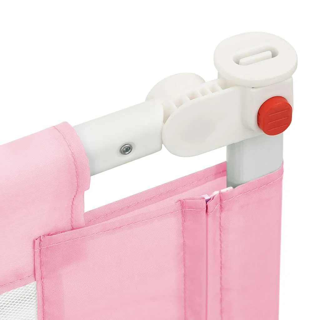 Kleinkind-Bettschutzgitter Rosa 120x25 cm Stoff mit höhenverstellbarem Seitengitter, klappbar, für Babybett, Elternbett, Familienbett, Sicherheit beim Schlafen, Absturzsicherung
