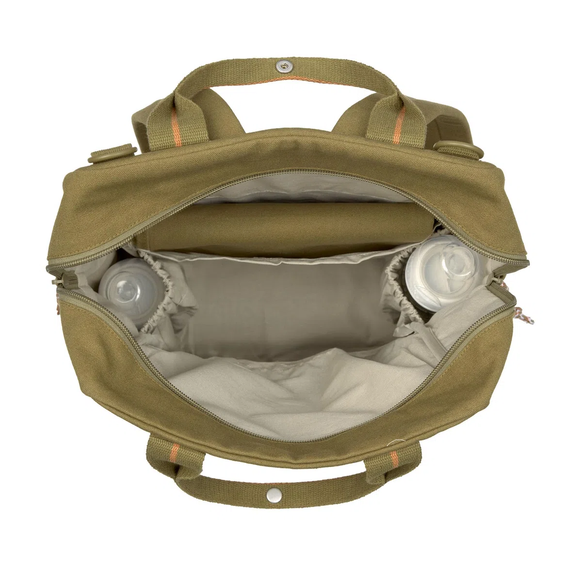 LÄSSIG Baby Wickelrucksack Wickeltasche mit Wickelunterlage und Kinderwagenbefestigung wasserabweisend/Little One & Me Square Backpack Big olive