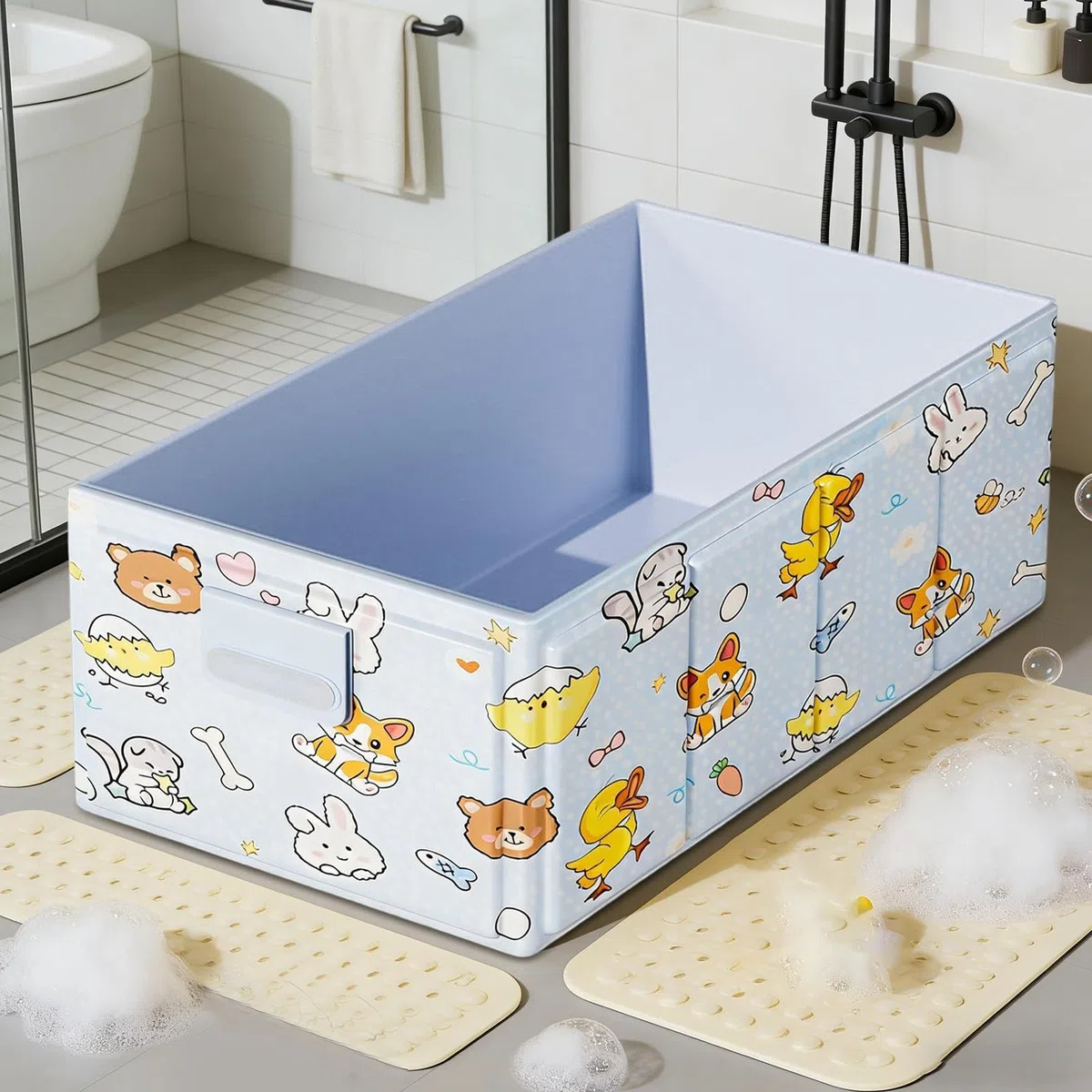 Tragbare Badewanne für Kinder,Platzsparende Badewanne mit Ablaufstopfen,Kompakte Aufbewahrungswanne | Geeignet für Mädchen: Indoor, im Bad, in der Dusche, im Spa, auf der Reise, im Wohnmobil, Balkon