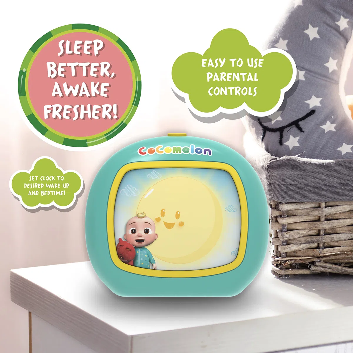WOW! STUFF CoComelon Schlaftrainer-Uhr von Lullaby Labs hilft Ihrem Kind wissenschaftlich erwiesen, DASS es Schlafenszeit ist und wann es in Ordnung ist, aufzustehen, für Kleinkinder, Mädchen und