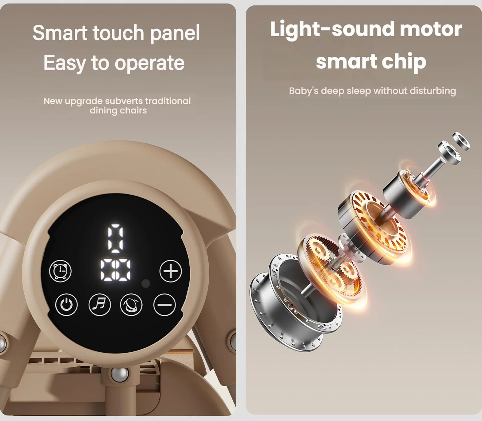 Magic ZC Elektrische Bluetooth Intelligent PU-Leder Baby-Hochstuhl Umwandelbar Faltbar Kleinkind-Esszimmerstuhl mit Verstellbaren Höhen und positionen mit Abnehmbaren Doppeltabletts (E8121 White)