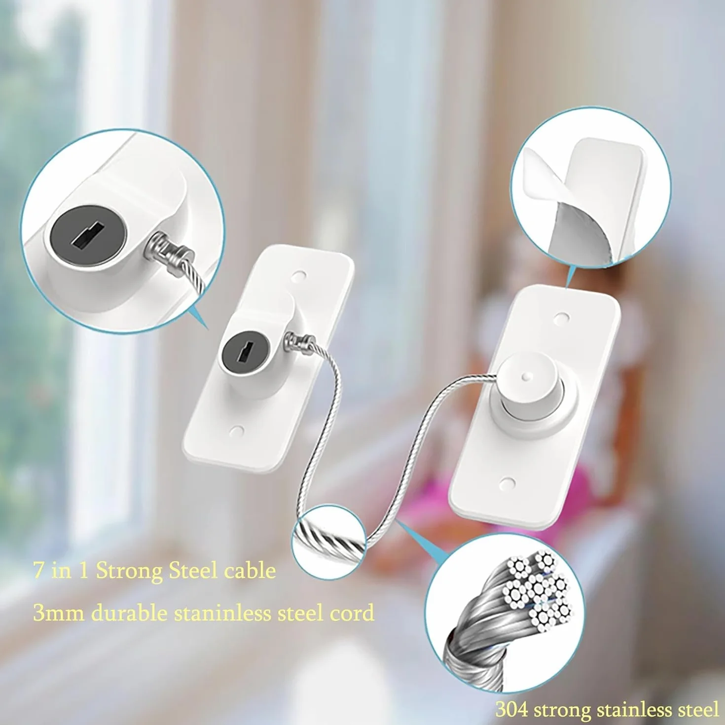 Safety Lock for Cupboards and Windows for Kids Strong Adhesive Screw Fixing
