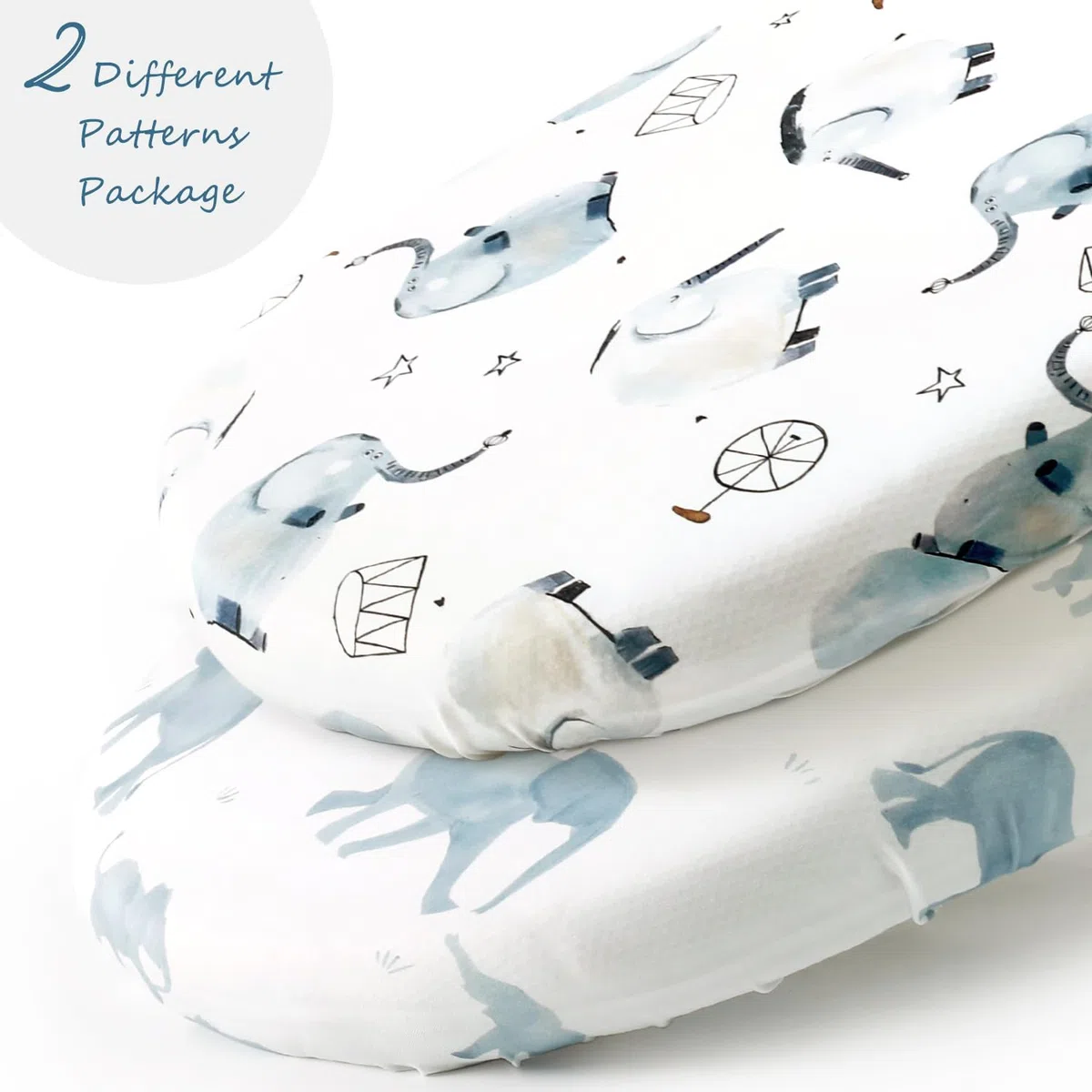 Dehnbares, ultraweiches Spannbettlaken-Set, 2 Stück, universell passend für Stubenwagen, Babywiege, Babywiege, Moseskorb, oval, rechteckig, sicher und anschmiegsam, 2 Stück