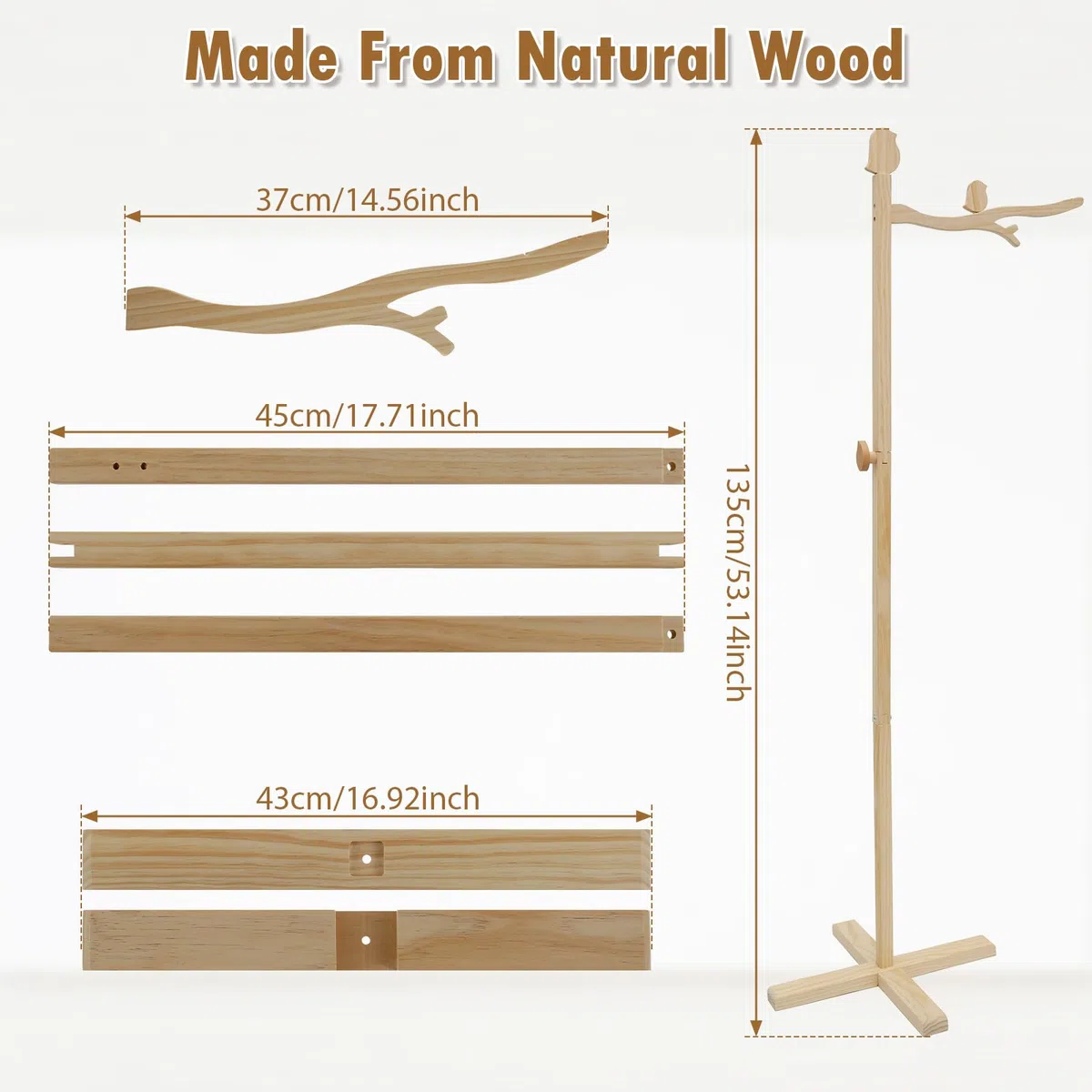 Mobile Halterung Holz für Babybett,135CM Stehend Verstellbarer Ständer Mobile Halterung für Babybett,Aufhängung Windspiele Bettglocke
