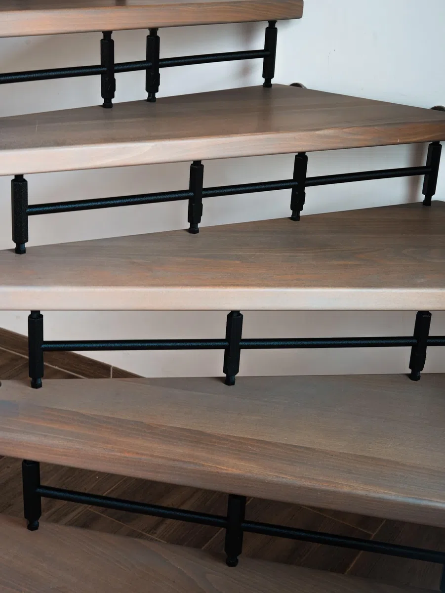 Treppenschutzgitter ohne Bohren, Kindersicherung & Haustierschutz für offene Treppenstufen, Schwarz (2, M 80 cm)