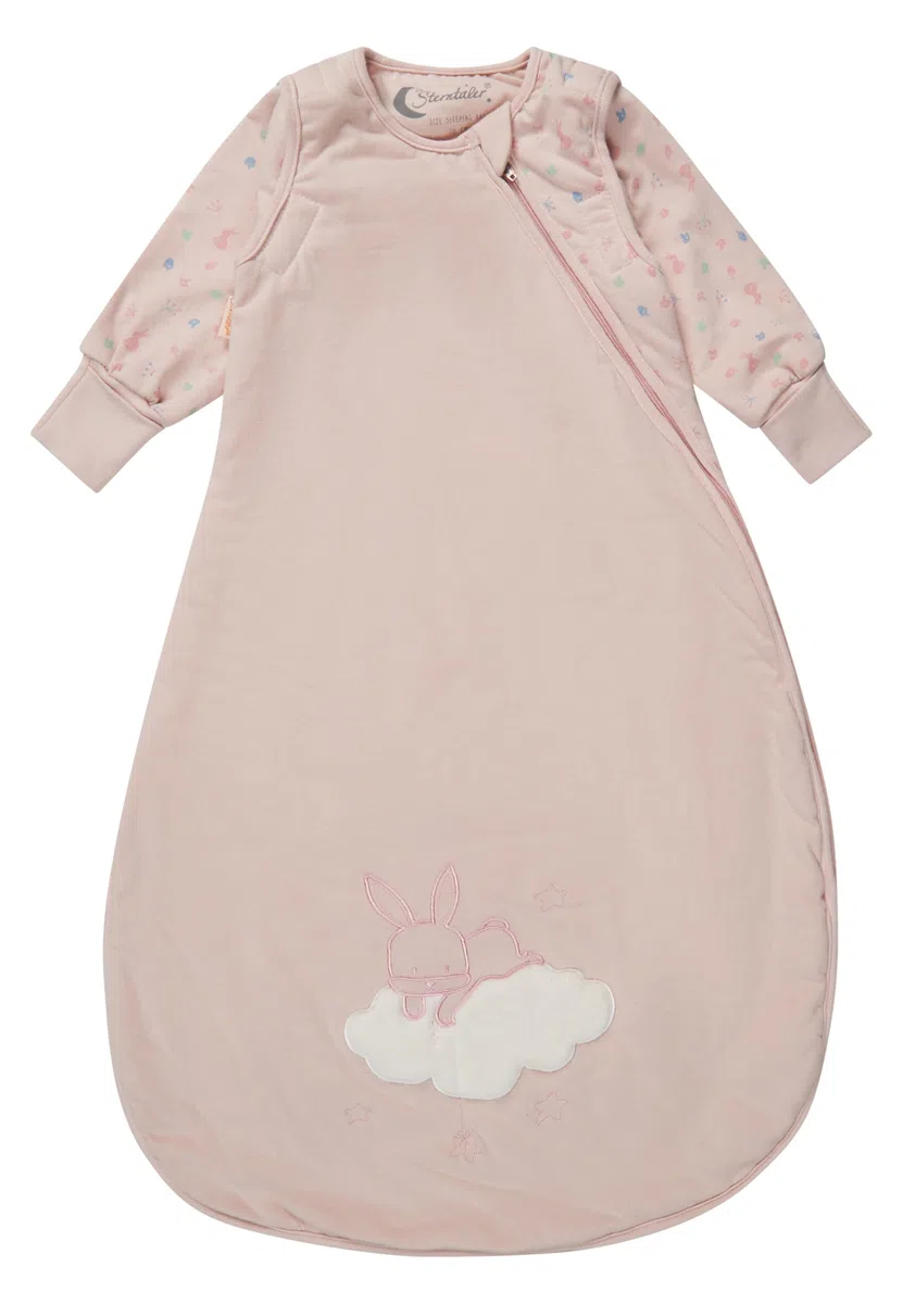Sterntaler Schlafsack mit Armen 70cm Hase Hanni - Jersey, leicht wattiert - abnehmbare Ärme mit Klettverschluss & Handstulpen - 2-Wege-Reißverschluss & Kabelöffnung - für Mädchen - 1,00 TOG, quarzrosa
