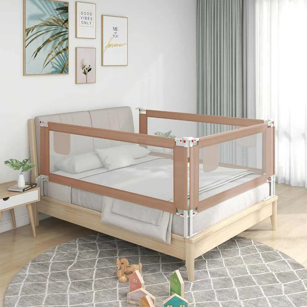 Generisch Kleinkind-Bettschutzgitter Taupe 100x25 cm Stoff,Baby & Kleinkind,Babysicherheit,Baby-Bettschutzgitter,10217