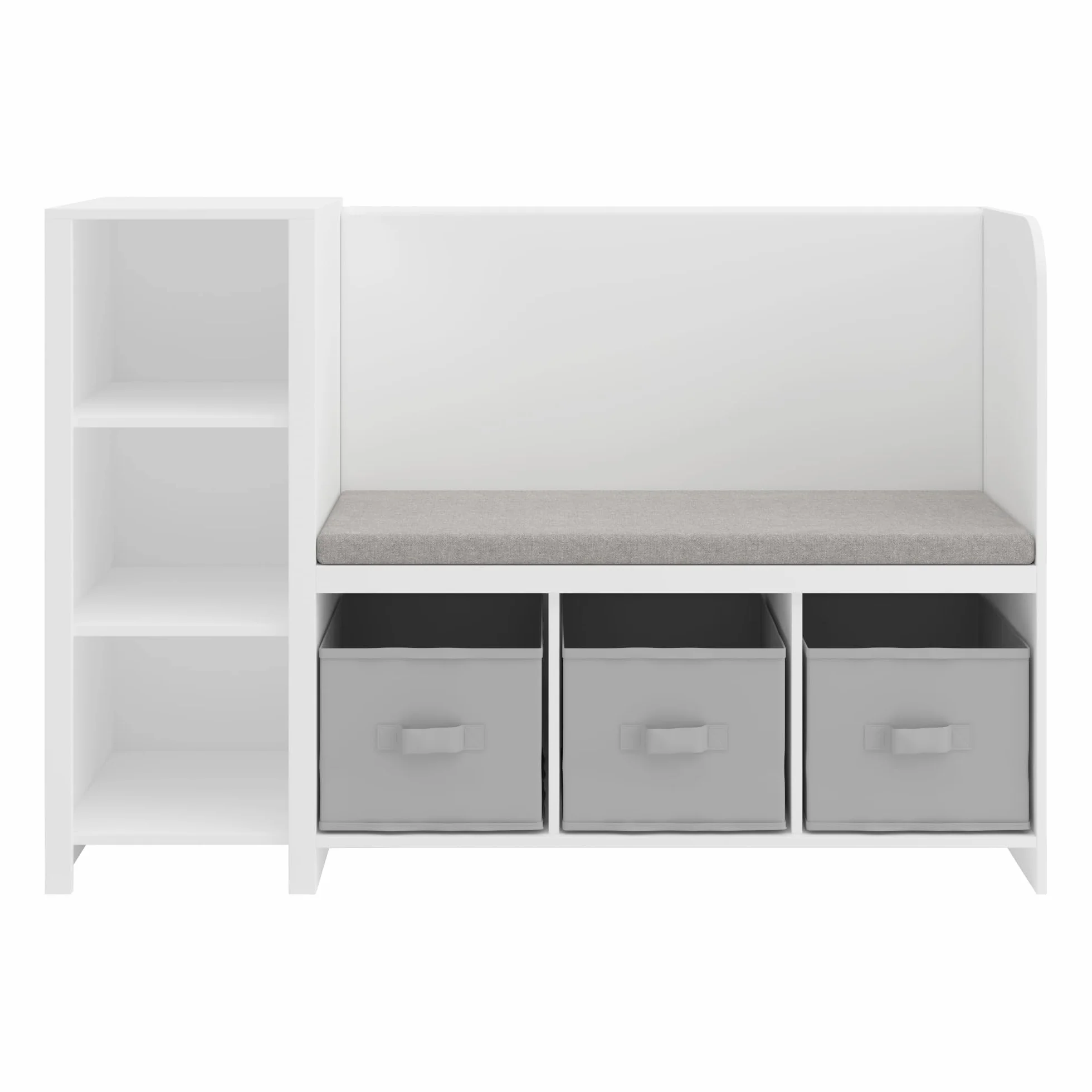 Kindersitzbank mit Regal Høylandet Sitzbank mit Stauraum 76 x 112 x 40 cm Weiß/Grau