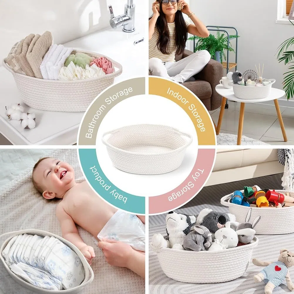 8er-Pack Kleiner Geflochtener Korb mit Geschenktüten und Bändern, Leere Dekorative Geschenkbox, Süßer Baby-Geschenkkorb Fürs Kinderzimmer