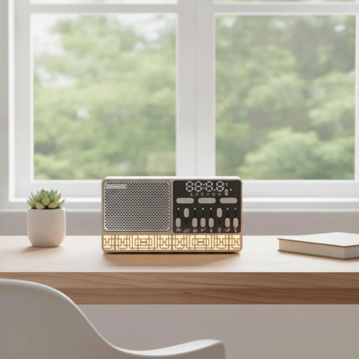 Device Nachtlautsprecher Wecker Radiogerät Soundmaschine 10W mit Acht Klängen Und Digitaler Anzeige für Einschlafen Babys Erwachsene Zuhause Meditation
