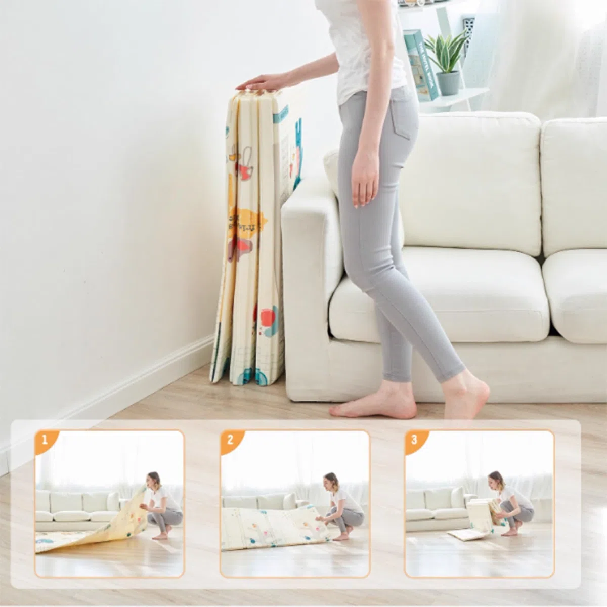 Weiche Schaumstoff-Krabbeldecke, Beidseitig Verwendbarer Pädagogischer Spielteppich für Kinder, Faltbarer, Tragbarer Bodenteppich, Perfekt für Die Wohnzimmerdekoration(A,150 * 180CM)