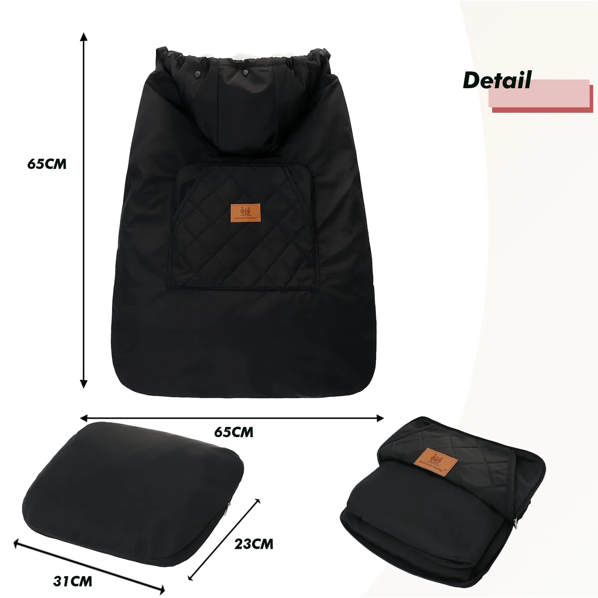 Winterbezug für Babytrage, Warm Universal Babytragebezug Wasserdicht Tragecover für Babytragen (Schwarz)
