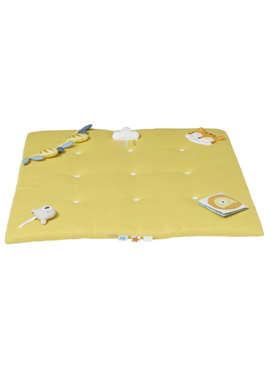 Vertbaudet Baby Activity-Decke TROPIK ohne Spielbogen senfgelb ONE Size