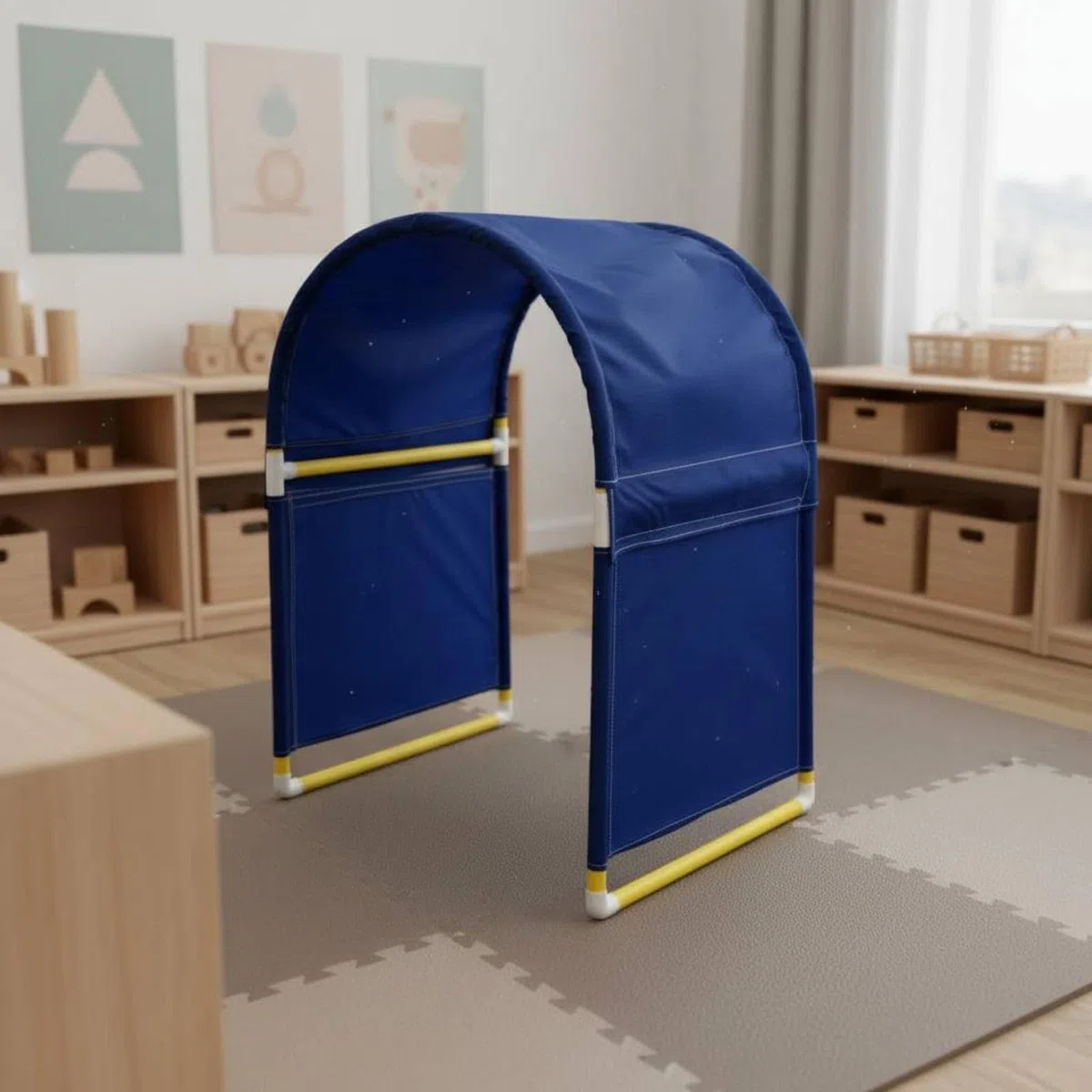 Milageto Regenbogenkriech­Tunnel einfach aufzubauen regenbogenfarbener spieltunnel tragbar bunter krabbeltunnel für vorschulkinder, Gelb
