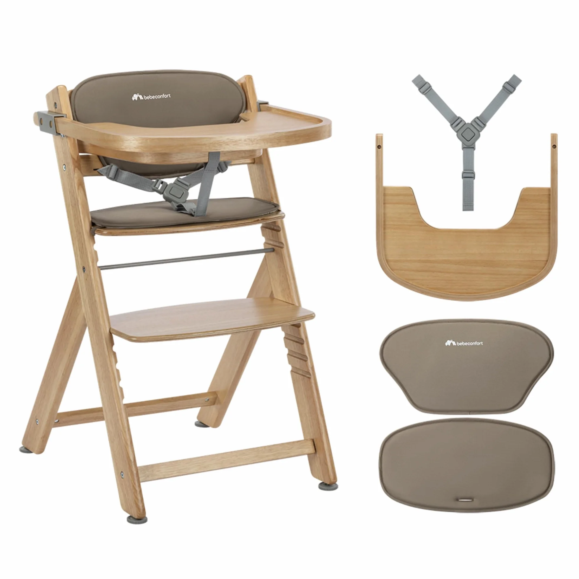 Bebeconfort Timba 2 Mitwachsender Hochstuhl Baby Ab 6 Monaten Bis 110 kg Ergonomischer Baby & Kinderhochstuhl Holz Natural Wood + Beige