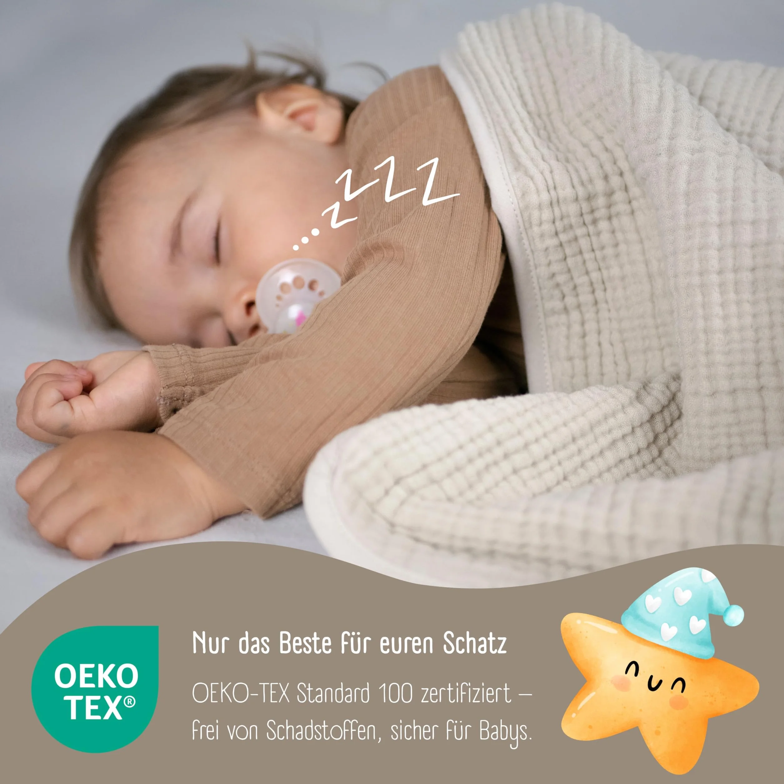 BEARFOOT Musselin Babydecke, Fleecedecke aus Baumwolle, flauschig (Summer Sand) | Flauschig weiche Kuscheldecke für Baby & Neugeborene, Geschenk für Junge & Mädchen zur Geburt