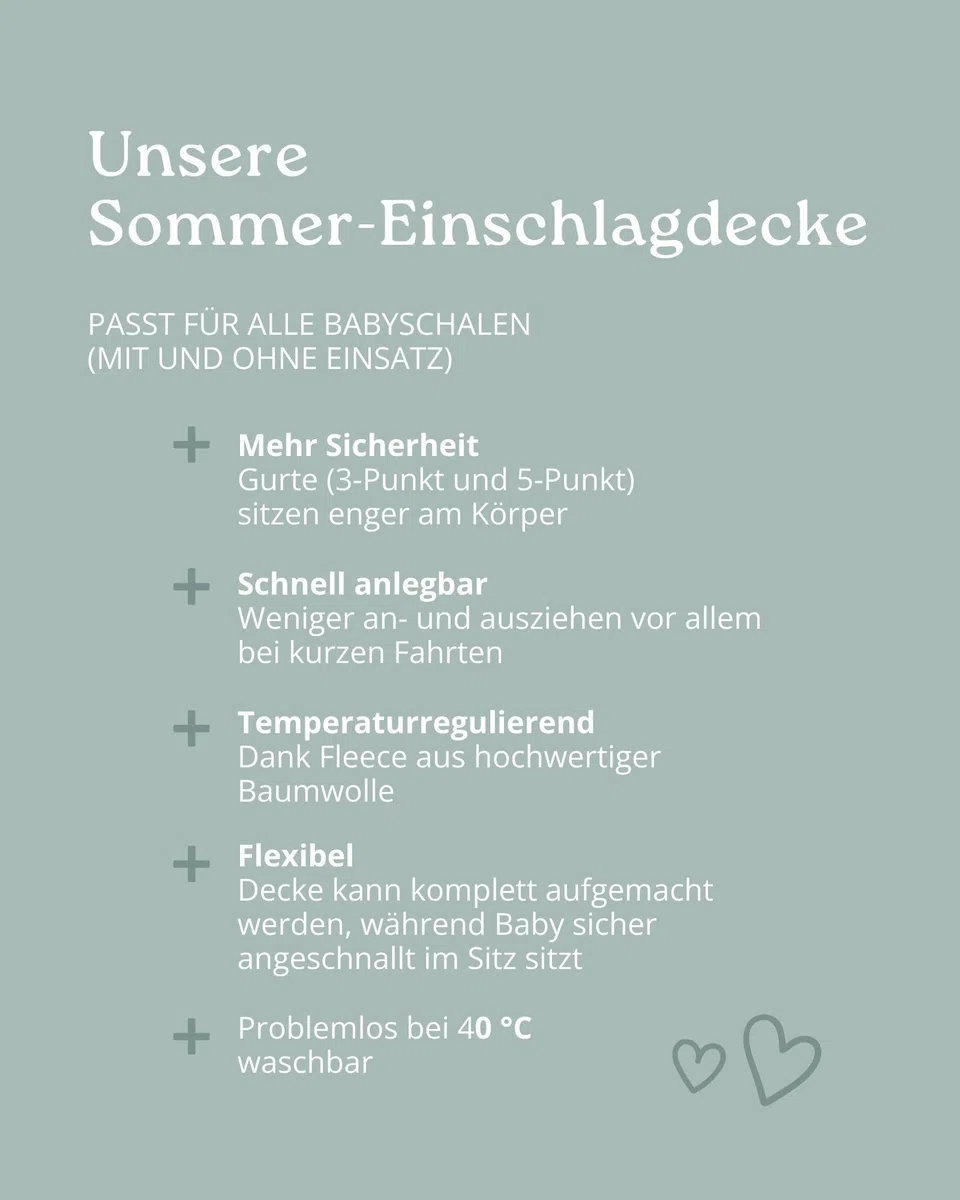 ULLENBOOM Einschlagdecke Babyschale Sommer – Oeko-TEX Materialien, Made in EU – Leichte Babydecke für Frühling & Sommer - Für Kindersitz, Kinderwagen & Buggy, 0-9 Monate (0,5 TOG)