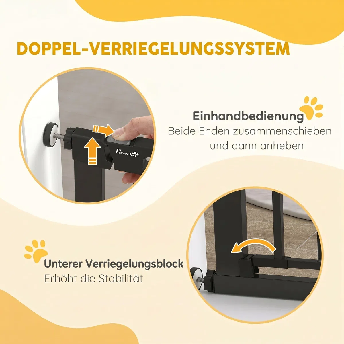 PawHut Türschutzgitter Klemmbefestigung für Haustier 75-131 x 76 cm Schwarz | Hunde Absperrgitter, Schutzgitter für Haustier, Klemmbefestigung, Stahl