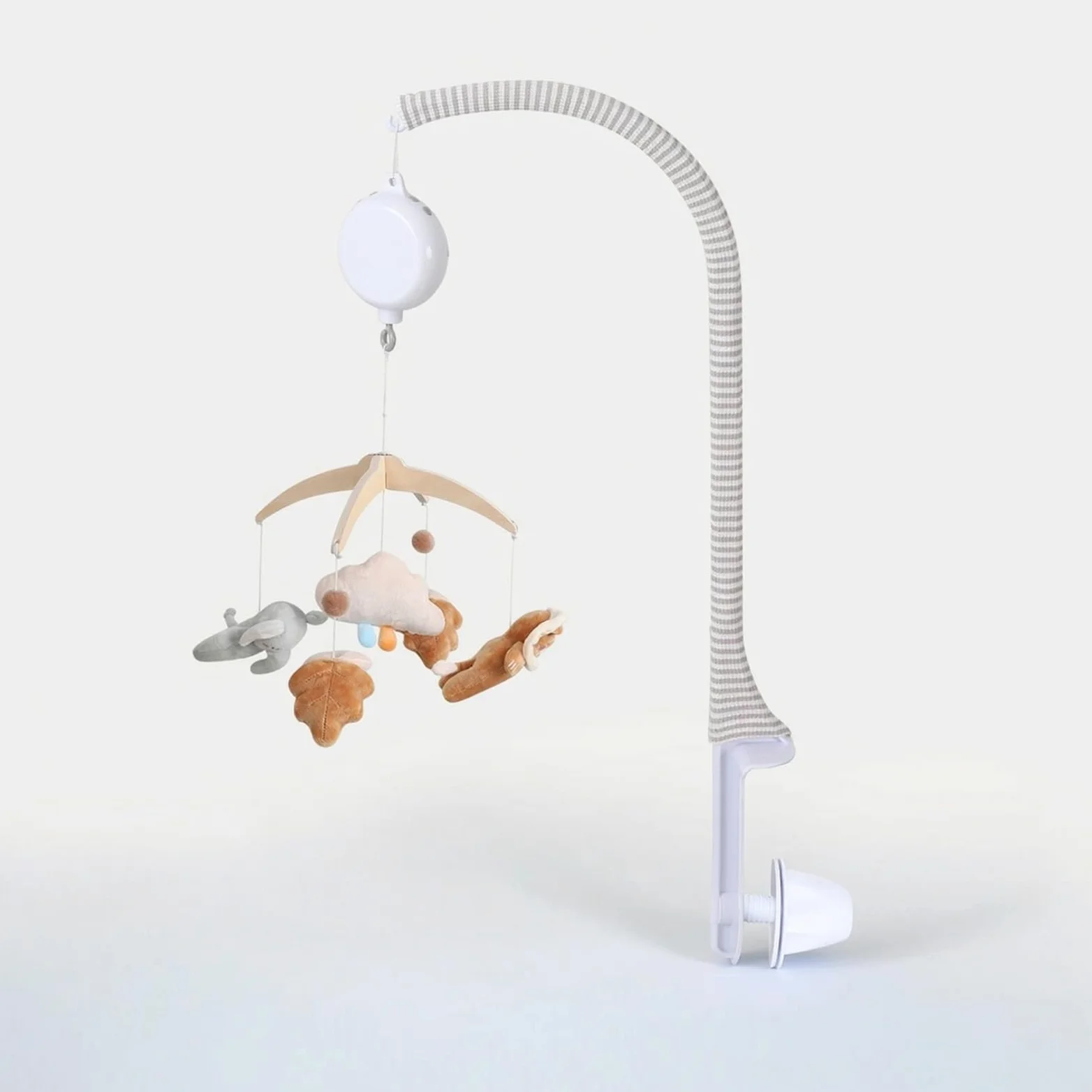 Amagogo Mobile Kinderbett Mobile Spieluhr Mobile Hängemobile Bettkarussell mit Gebogenem Tragearm Stabiler Schraubklemme Und, Kristallflausch-Elefant Mit Kunststoffhalterung Und Spieluhr-Set