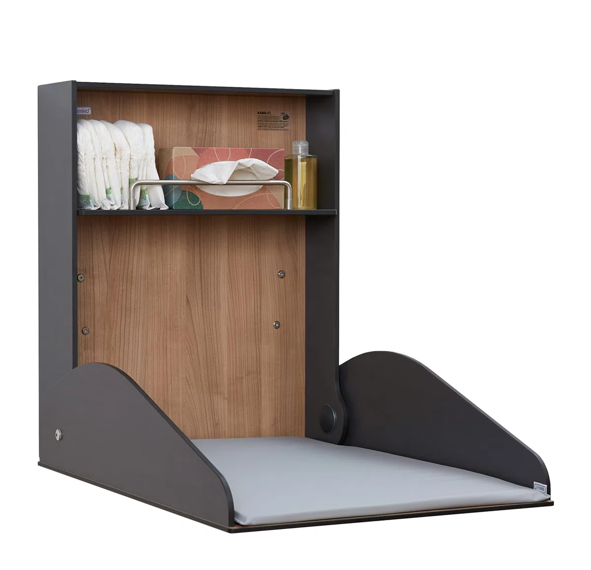 Delicias Wickeltisch klappbar HPL Holzoptik inkl. Wickelauflage