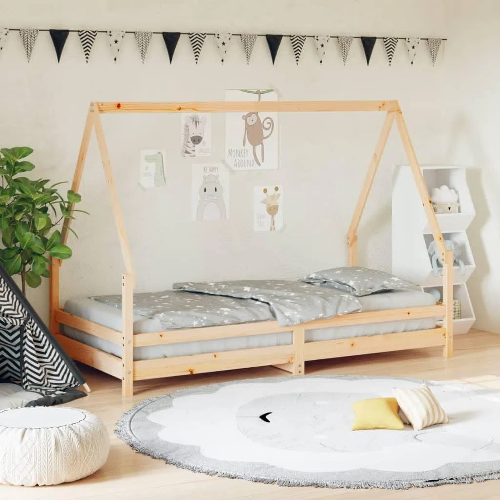 Rantry Holz Kinderbett Hausform mit Lattenrost, für Kinder ab 4 Jahren, 90x190 cm - Massives Kiefernholz Model834492