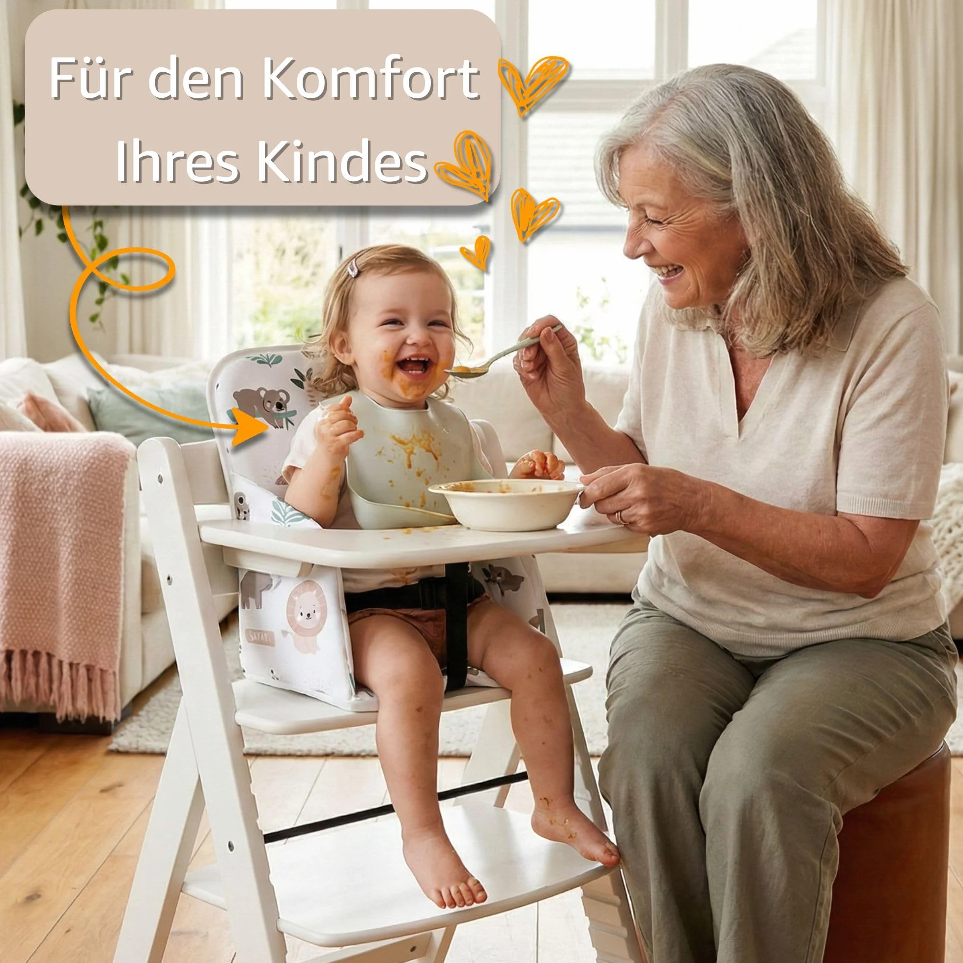Sitzverkleinerer für Hochstuhl Baby Sitzkissen Stuhl - Kinder Sitzauflage für Hauck und Stokke Kinderhochstuhl Safari