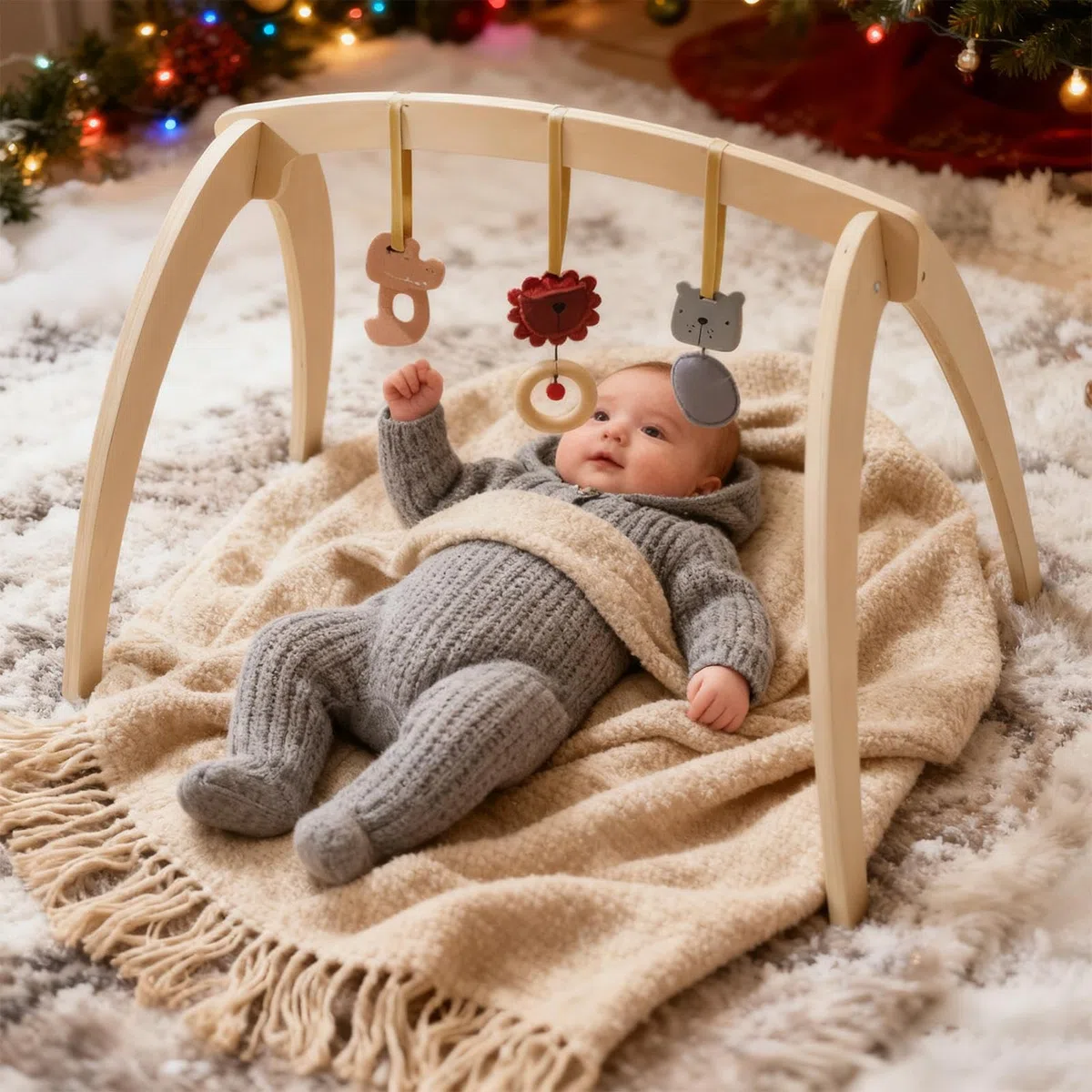 Aktivitäts-Fitnessstudio für Babys: sensorische Spielmatte, interaktives Spielzeug mit Rassel, Fitnessstudio mit weichem Kissen, Entwicklung motorischer Fähigkeiten und visueller Stimulation
