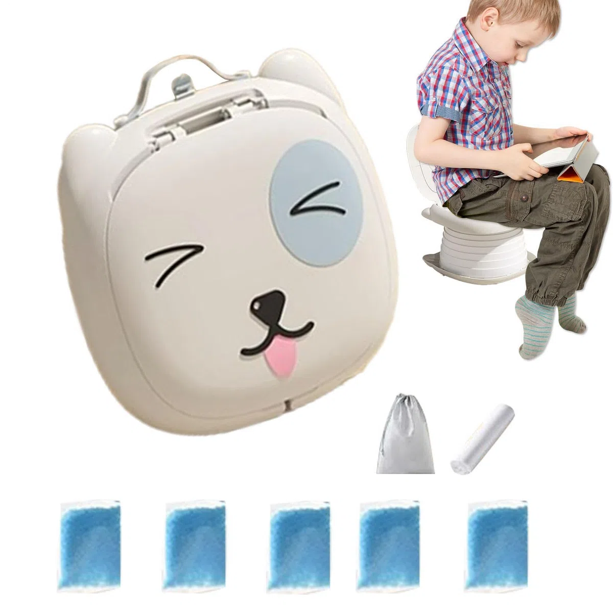 Reise-Töpfchen für | Faltbare Auto-Toilette – Reise-Auto-Toilette Klein | faltbar, inklusive saugfähigem Papier, tragbar für Kinder,
