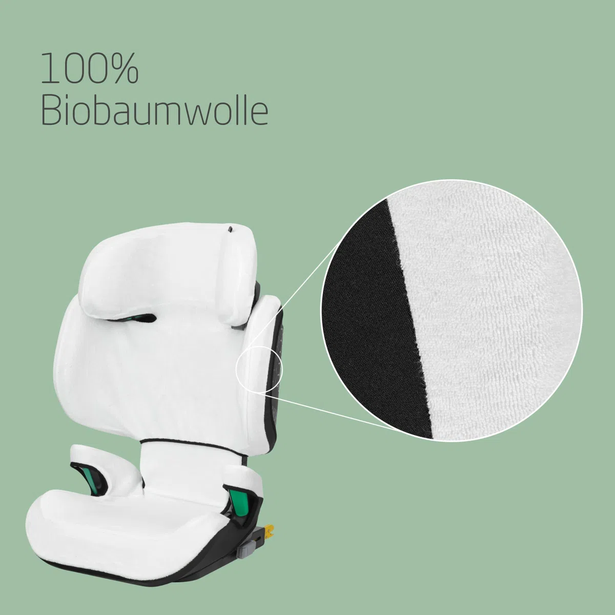 Maxi-Cosi Autositzbezug aus Bio-Baumwolle für RodiFix M i-Size/RodiFix R i-Size, Babyschalenbezug, Weich, Atmungsaktiv, Feuchtigkeitsabsorbierend, Waschmaschinenfest, Natural White