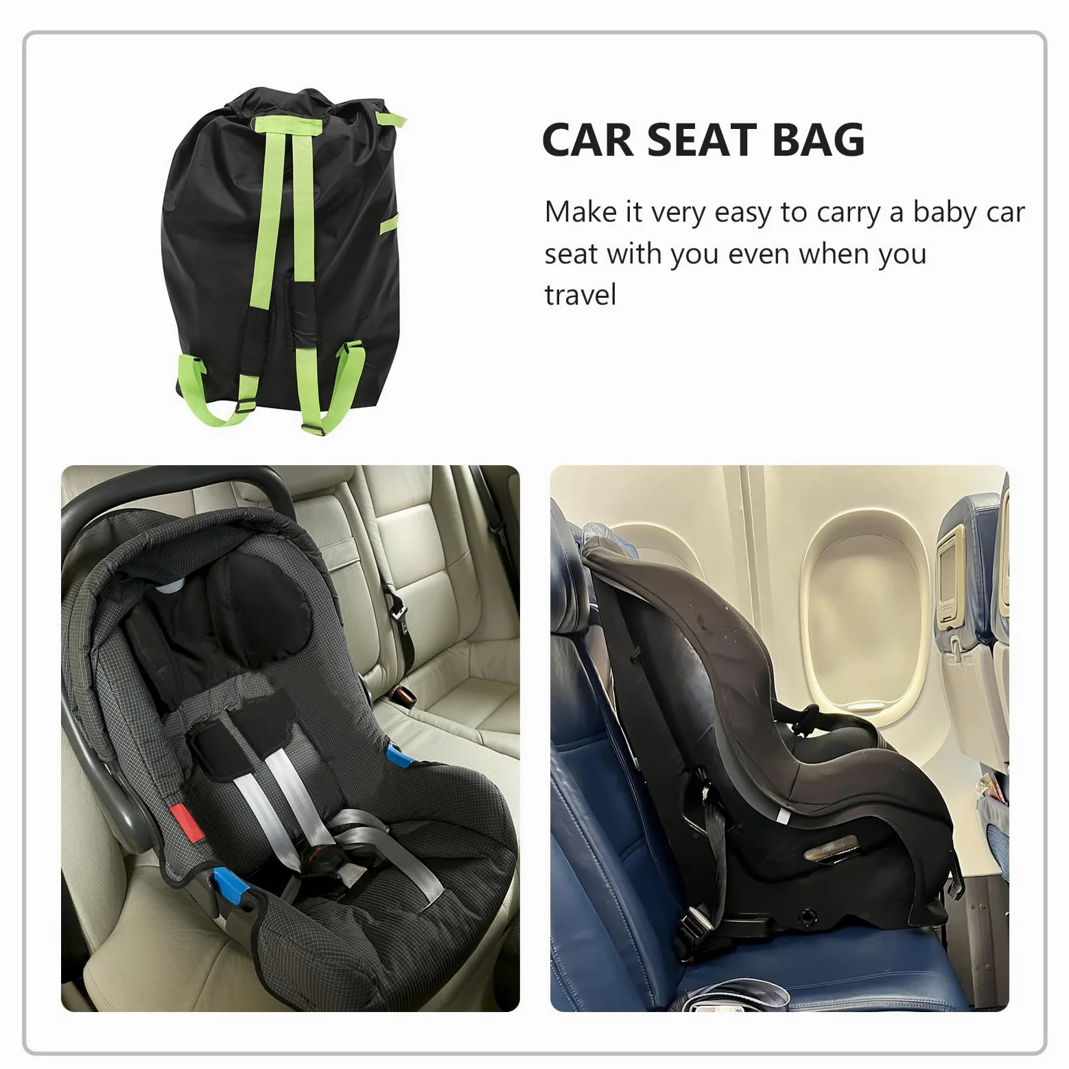 Leicht zu Reinigende Oxford Stoff Kinderwagen Tragetasche in Schwarz Große Tasche für Buggy Aufbewahrung Unterwegs und Gate Check