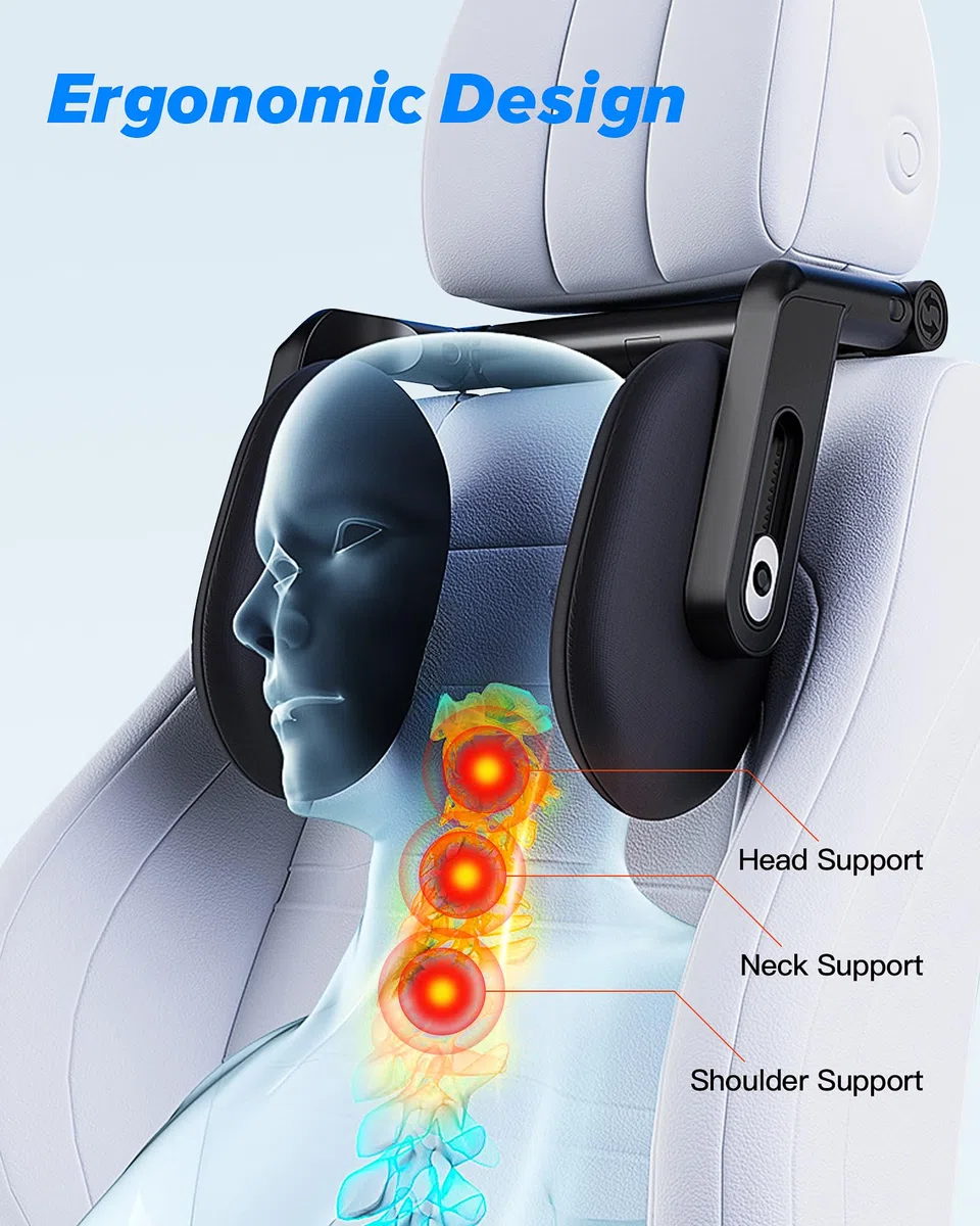 Kopfstütze Auto Kinder 360° Drehbare Reise Autokissen 3 Punkt Verbindung Verstellbare Memory Foam Nackenkissen
