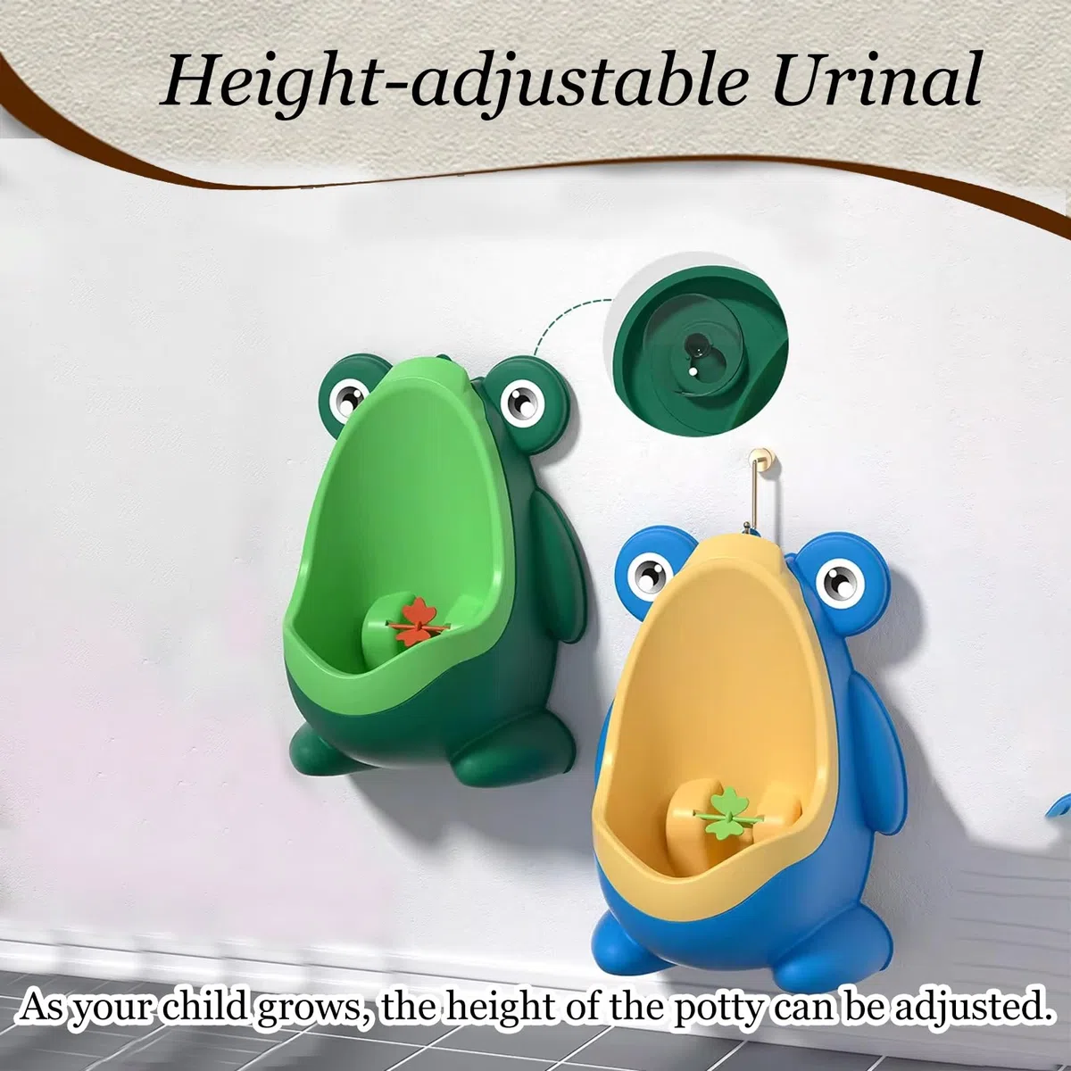 Urinal-Töpfchen Jungen-Urinal Für Badezimmer, An Der Wand Hängende Urinale Für Kleinkinder Mit Rotierender Windmühle, Lustiges Zielziel, Tragbare Trainingshilfe(Green)