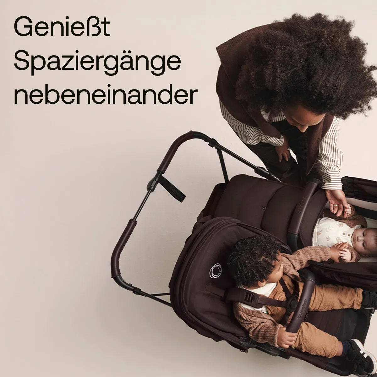 Bugaboo Donkey 6 Double, Geschwisterwagen für Baby & Kleinkind, Doppelkinderwagen mit wendbarem Sitz und Liegewanne, komfortable Einhand-Lenkung, Fern Green