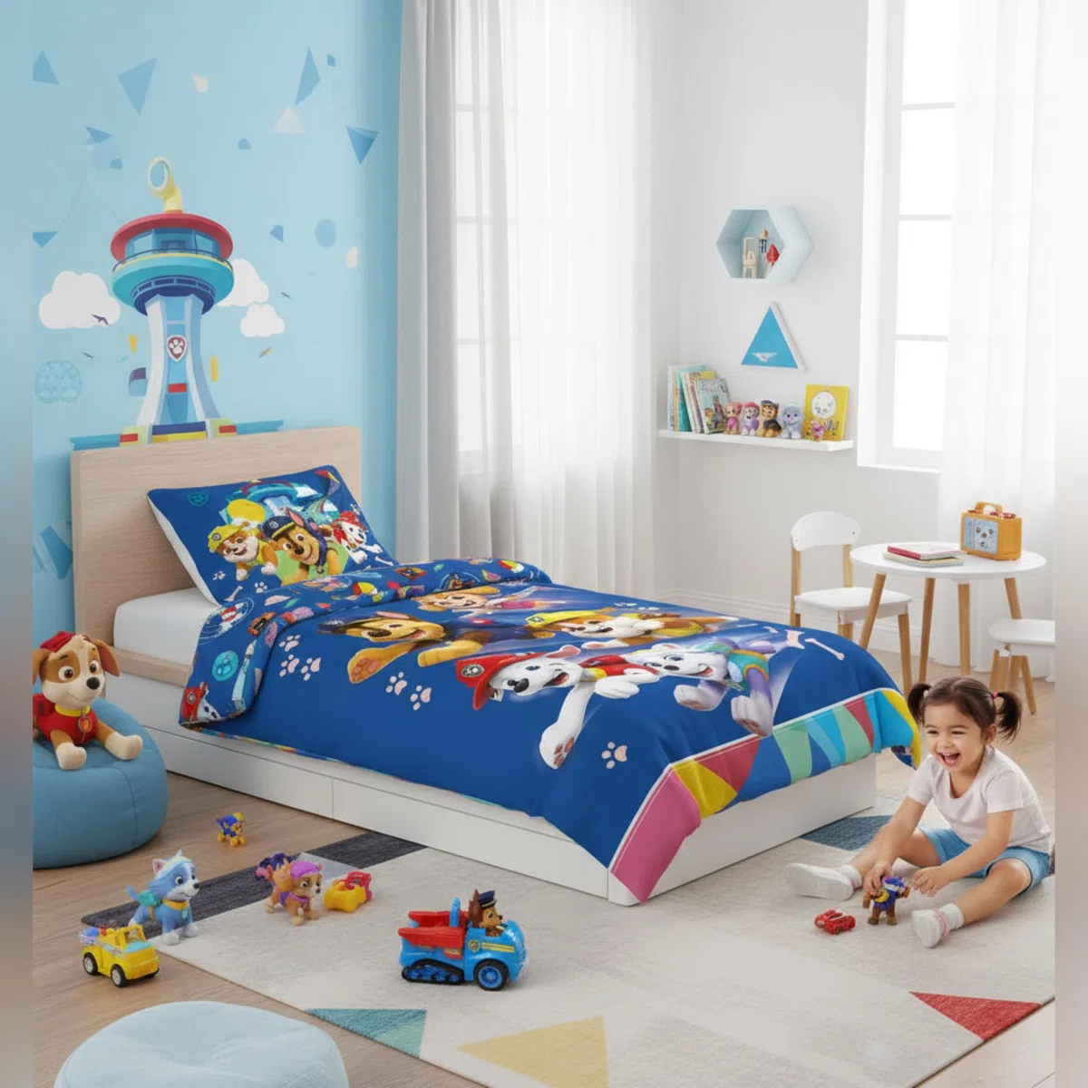 Paw Patrol Bettwäsche Set 140x200cm mit Kissenbezug 60x65cm | 100% Baumwolle | Motiv "Rescue Team Adventure" | Weiche und atmungsaktive Kinderbettwäsche Set | Chase, Marshall