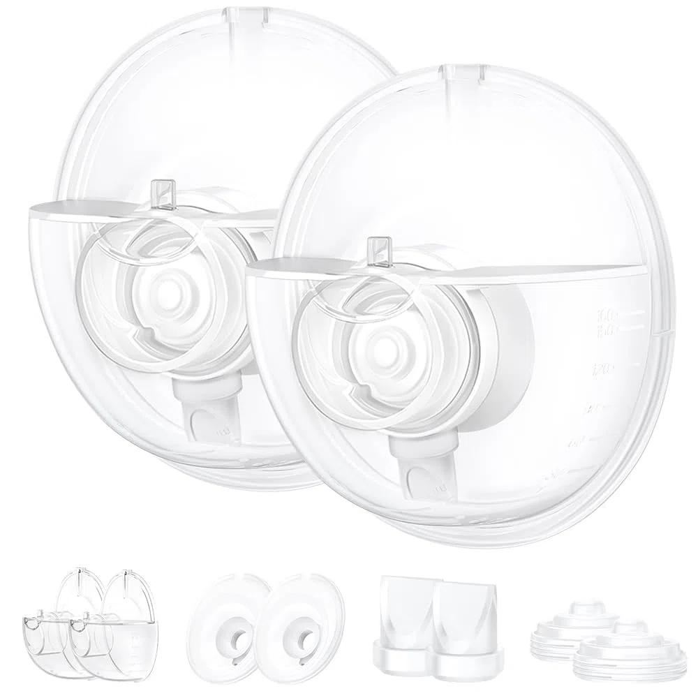 2er Set Collector Cup für Momcozy M5 – Ersatz Zubehör mit 24-mm-Flansch, Entenschnabelventil & Membran, nur kompatibel mit Momcozy M5 Milchpumpe
