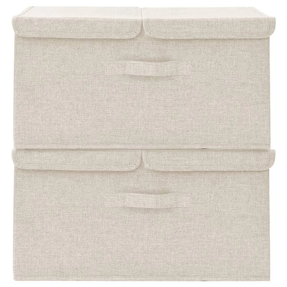 Tidyard 2 STK. Faltbare Aufbewahrungstasche, Dekoboxen mit Reißverschluss, Aufbewahrungskörbe, Spielzeug-Organizer, Stoff Creme 50x30x25 cm