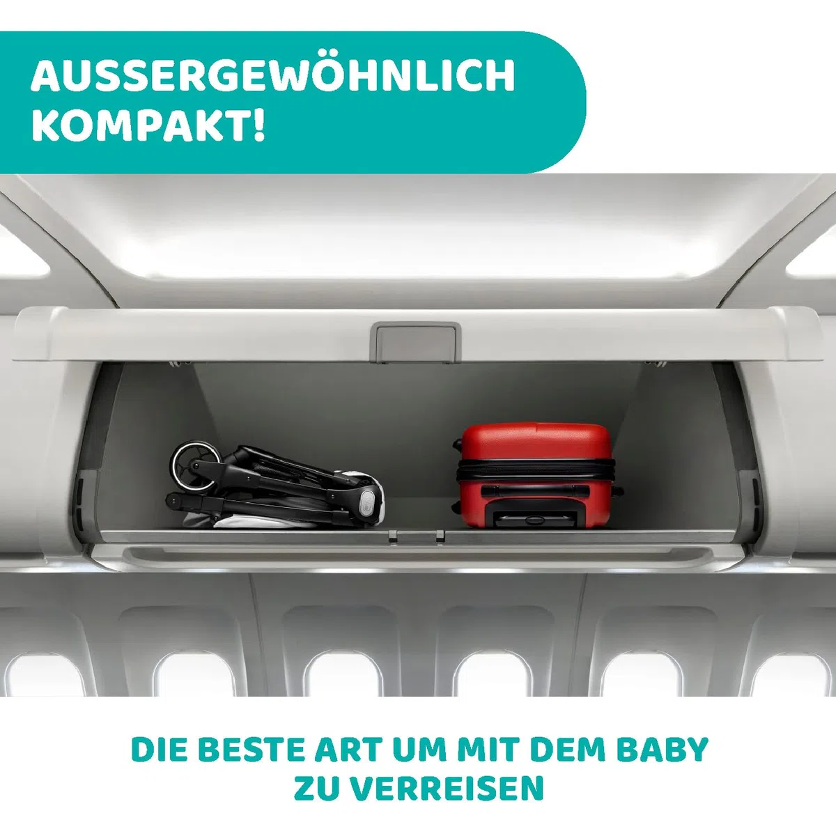 Chicco We Kinderwagen, faltbar, ultraleicht, ab Geburt bis 22 kg, Reise-Kinderwagen, ultra-kompakter, neigbar, EinHand-Verschluss, gepolsterte Schultergurte, Tasche und Regenschutz, Schwarz