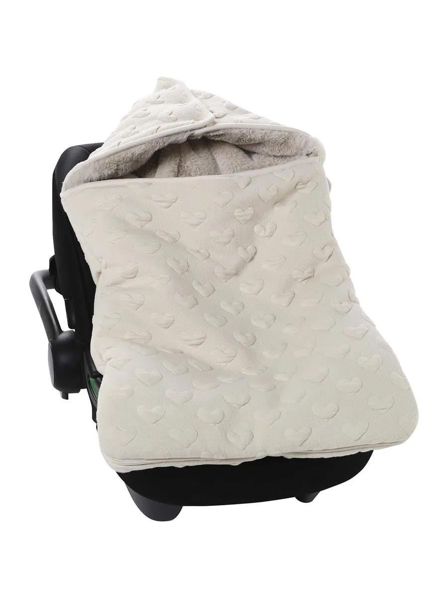 VERTBAUDET Warmer Baby Ausfahrsack mit Jacquard-Herzen beige