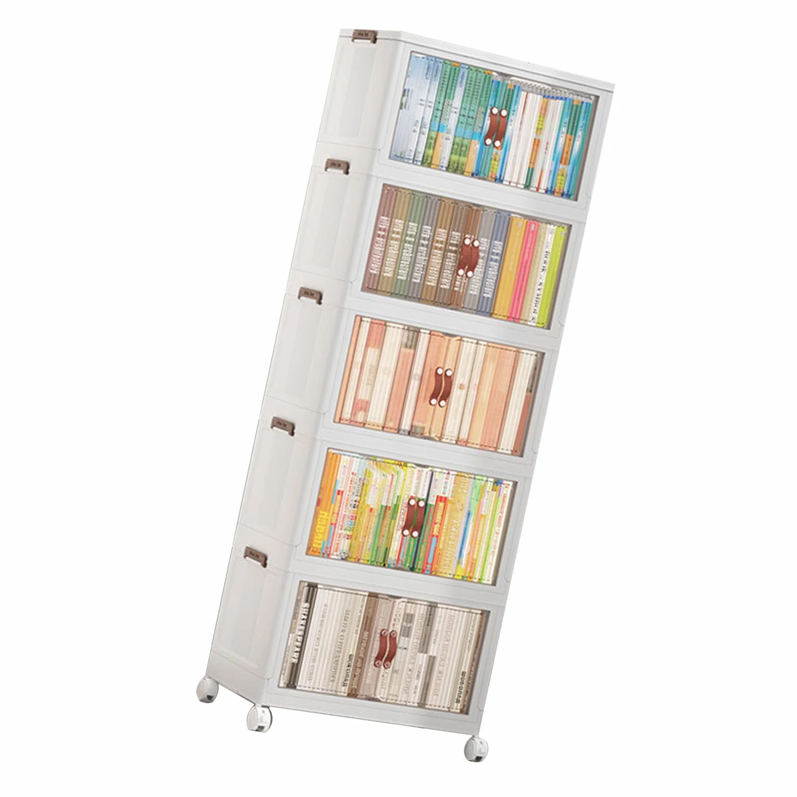 Multifunktionaler Zusammenklappbarer Aufbewahrungsschrank für, Snack-Organizer für Schlafzimmer, Kunststoff-Baby-Garderobe (5 Schichten)