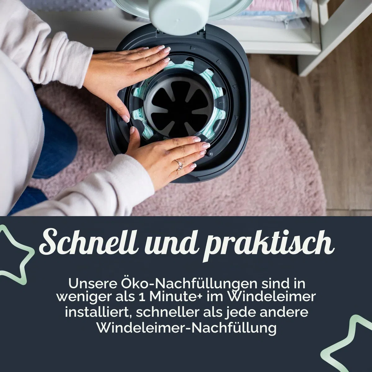 Tommee Tippee Nachfüllkassetten für Twist & Click Advanced Windelentsorgungssystem mit Nachhaltig Bezogener Antibakterieller GREENFILM-Folie, 12-er Pack