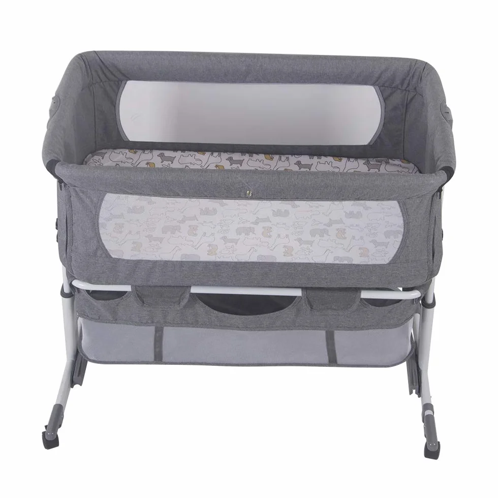 Babybett Cododo, Babybett mit Klappfunktion und Fest, Seite zum Öffnen und Zusammenklappen, für Babys von 1 bis 36 Monaten - Cododo Baby höhenverstellbar, ultraweich (92 x 58 x 70 – 90 cm (gebrochenes