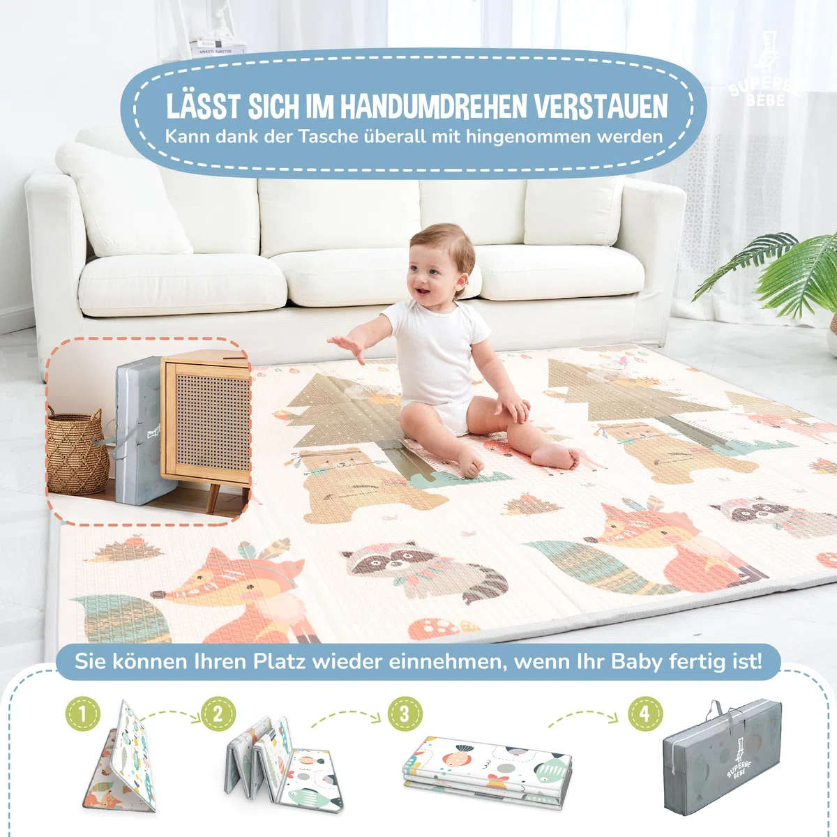 Krabbelmatte Baby Faltbar Spielmatte Kinder Spieldecke 150x180x1cm Krabbeldecke Für Baby - Babymatte Kindermatte - Schaumstoffmatte Kinderteppich- Spielteppich - Bodenmatte Kinder - Babygeschenk